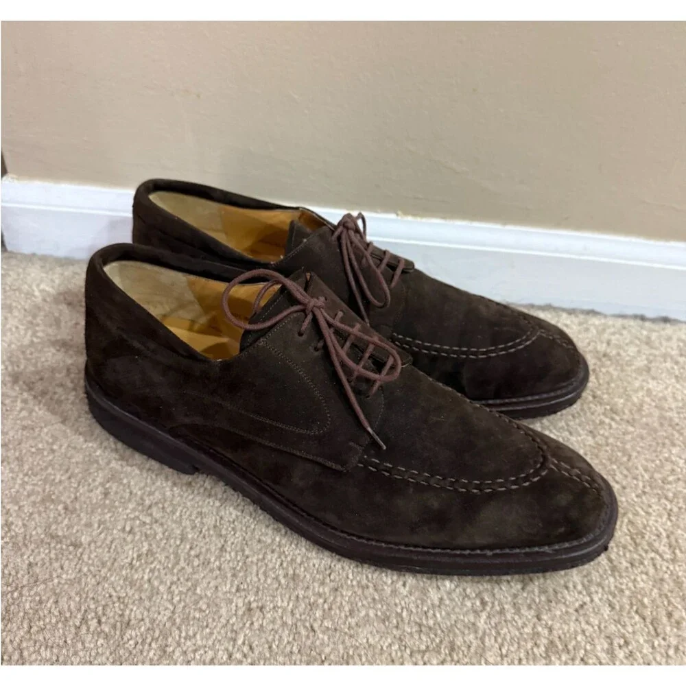 Mezlan Mens 10 Brown Suede Leather Split Toe Derby Oxford Dress Shoes Made Spain